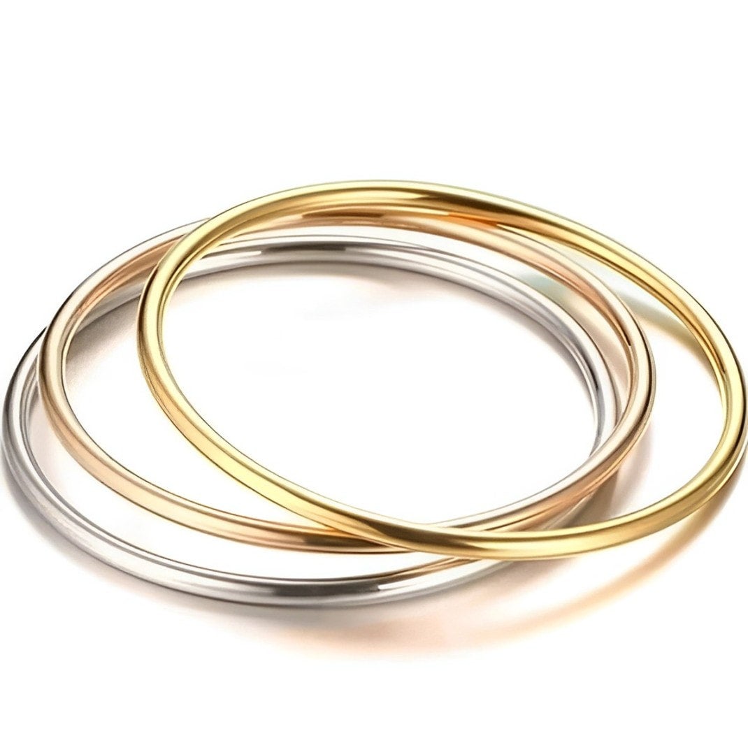 Tri Color Gold Three Gold Bangle Piece Tri-Color Gold Bangle In