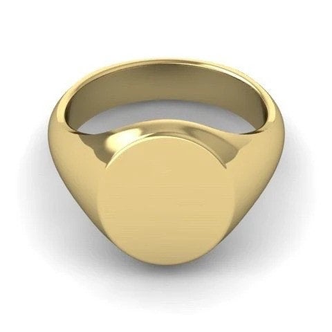 18ct Gold 13mm Round Signet Ring for Men Newbury's