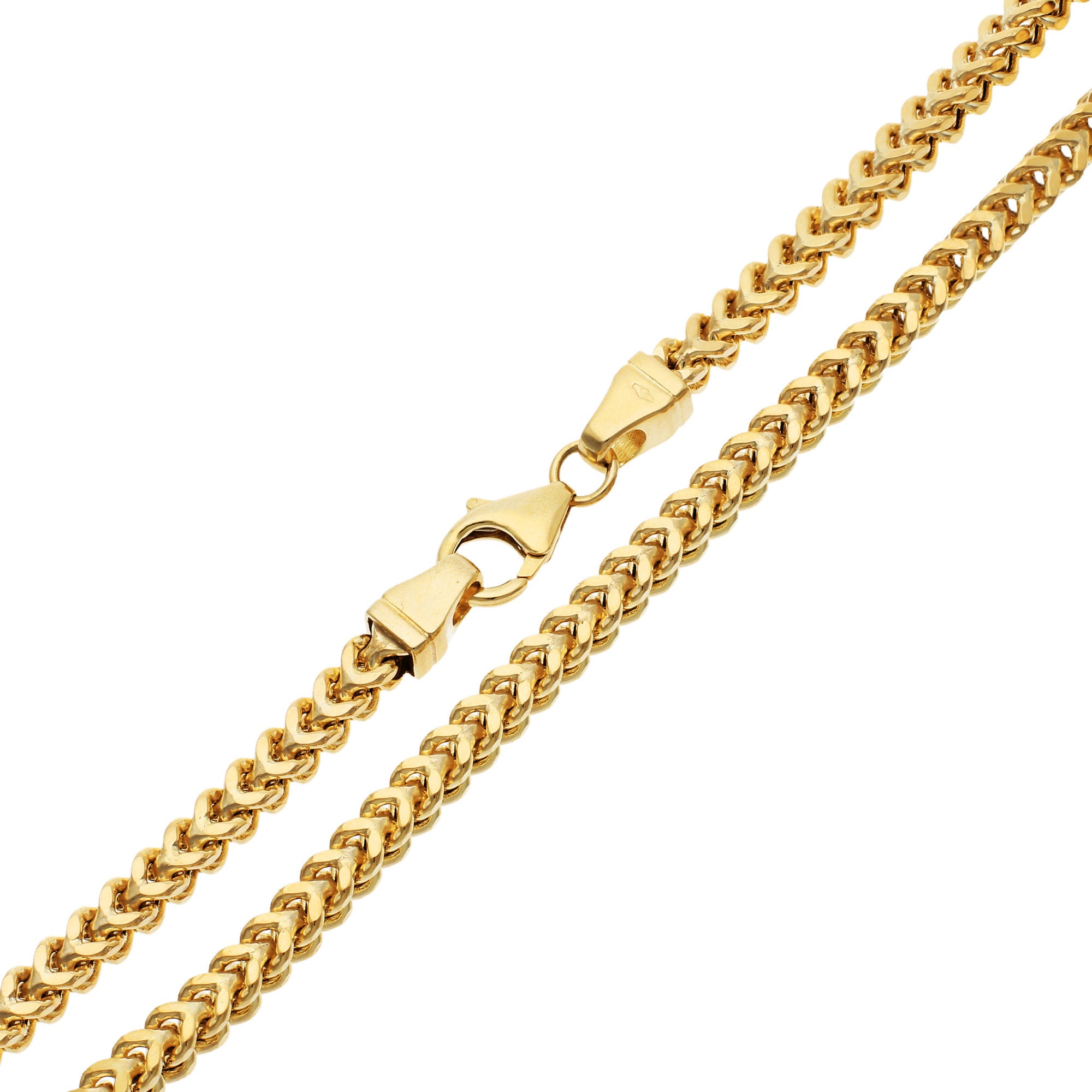 Men's solid 9ct Yellow Gold Square Franco Chain 22 inch Newbury's