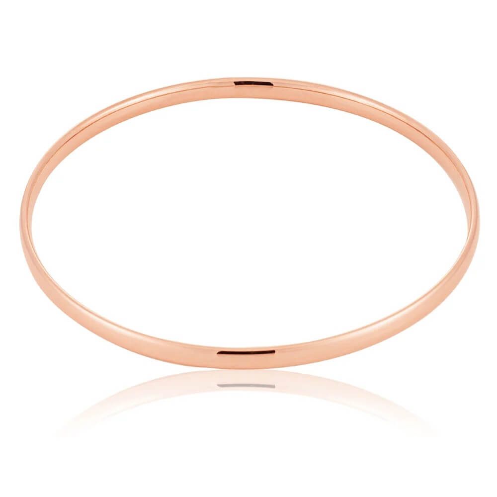 18K Rose Gold Filled Slip-On Bangle Bracelet – 6mm Wide, Solid Shining Finish