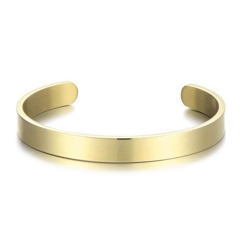 Solid 14K Gold 10mm Cuff Bracelet for Men