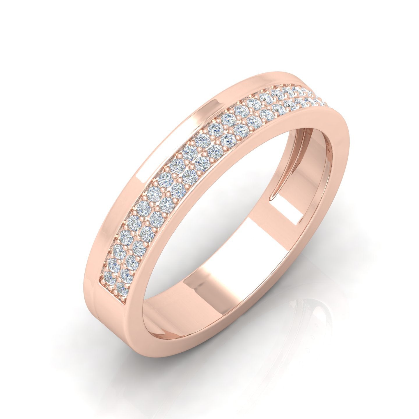 Women s 18ct Rose Gold 0.40ct 2 Row Diamond Wedding Ring
