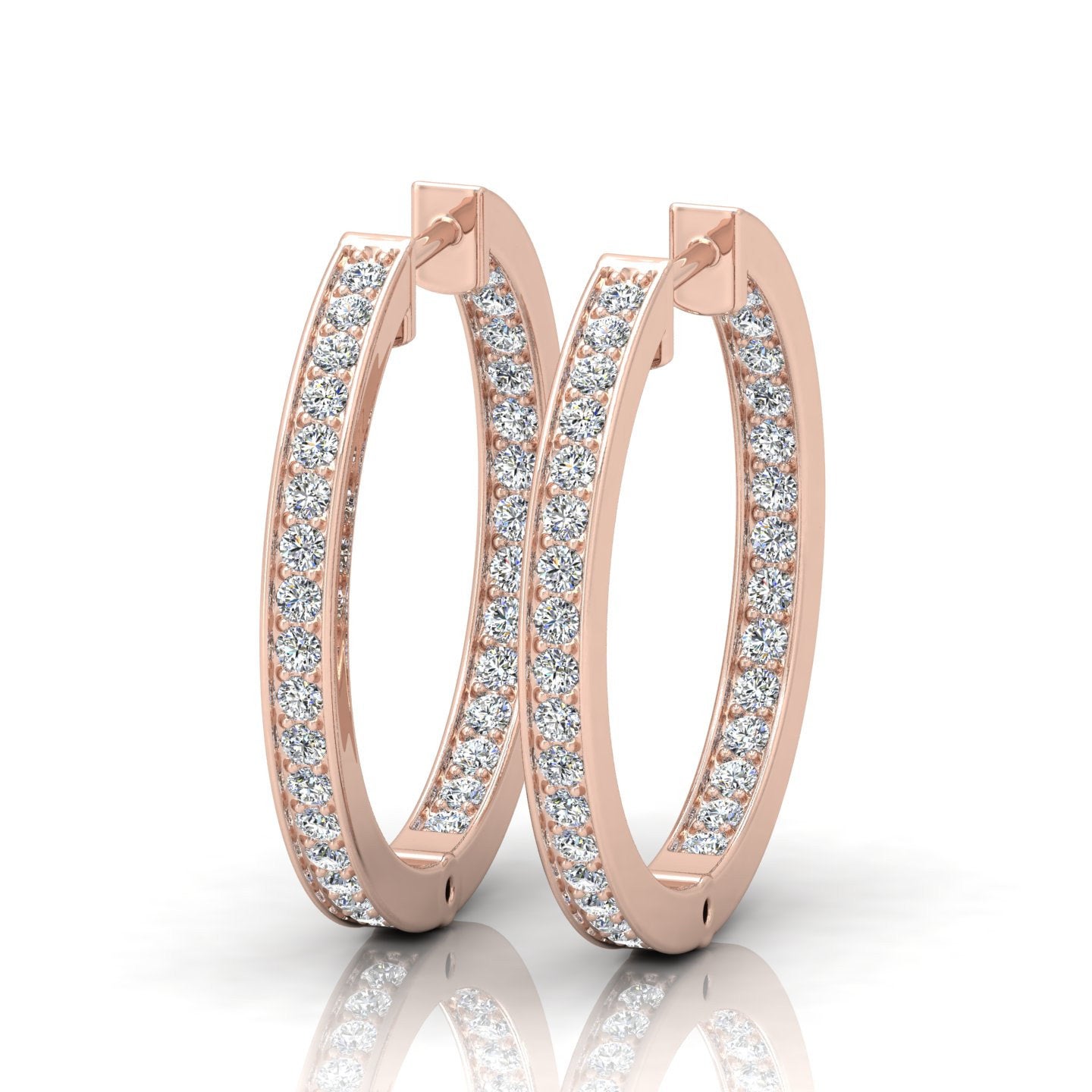 Rose gold diamond hoop earrings cheap