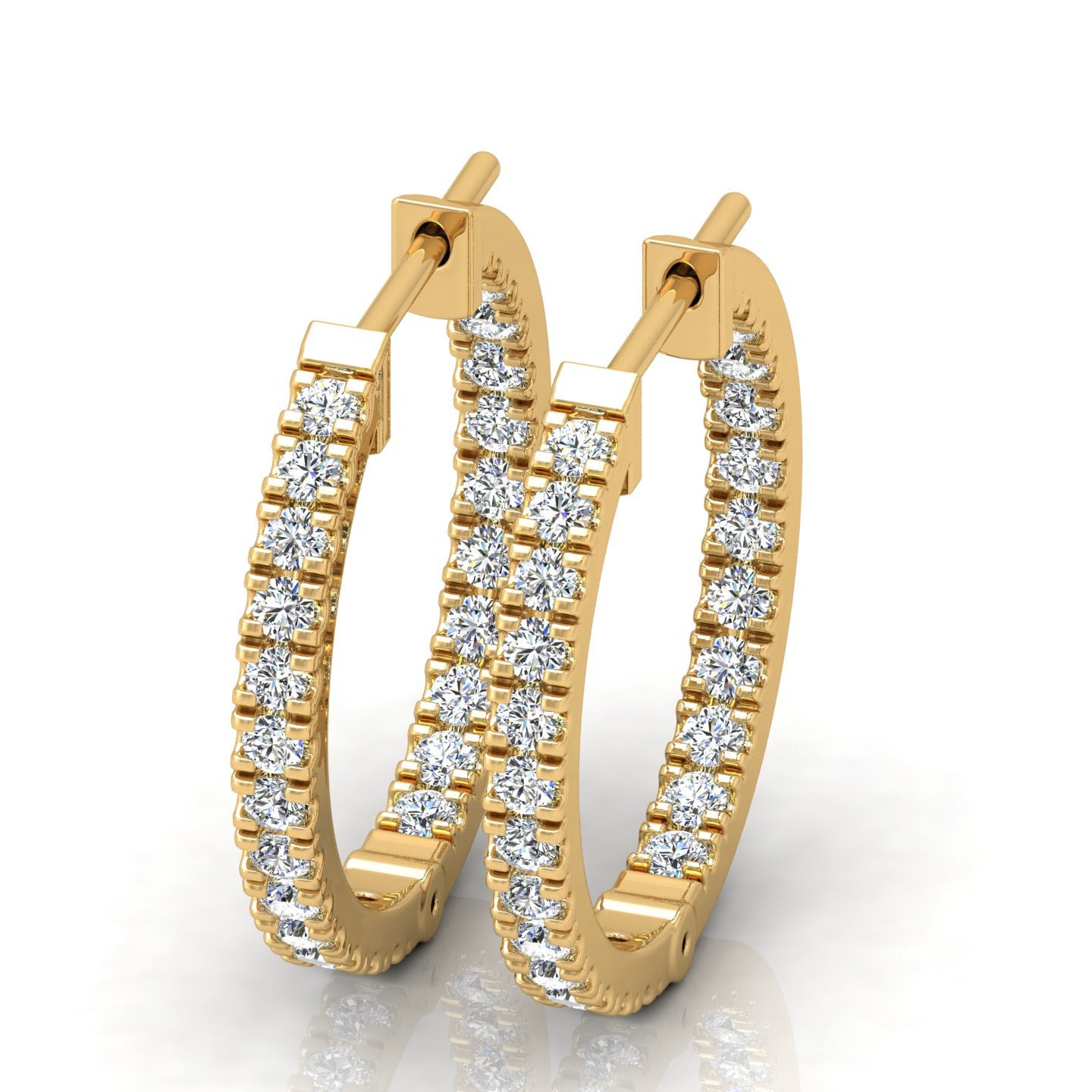 9ct Yellow Gold F VS 0.50ct Diamond Hoop Earrings