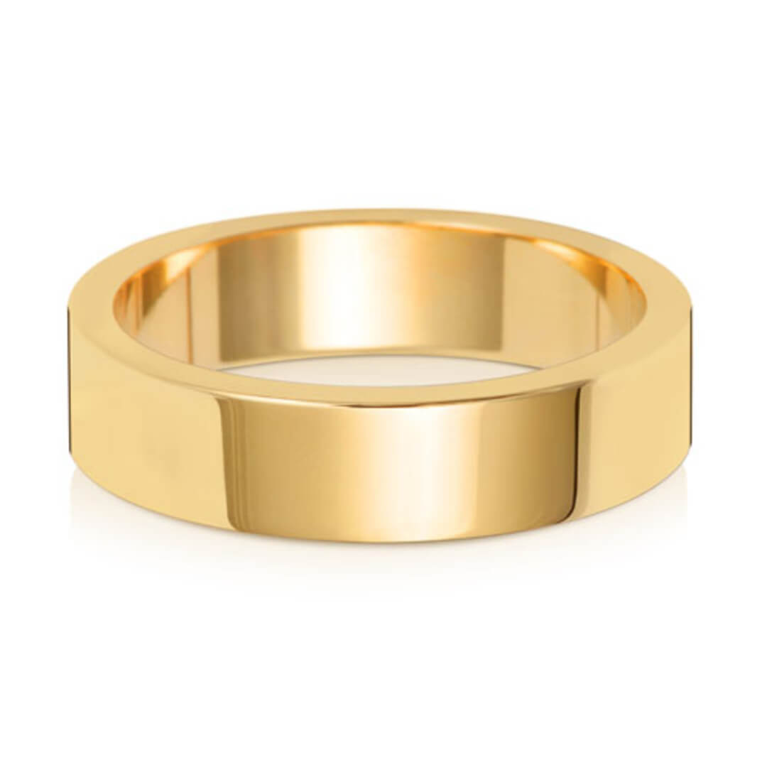 Men s 18ct Gold 5mm Flat Wedding Ring M to V UK NEWBURY S