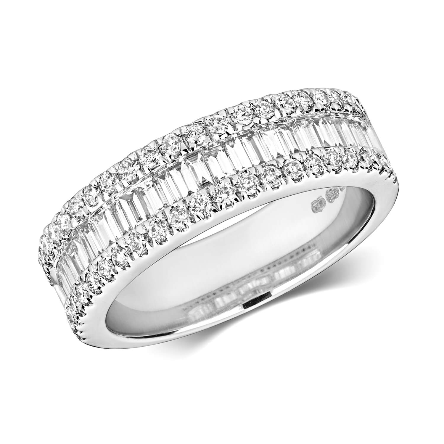 Baguette and round diamond eternity band hotsell