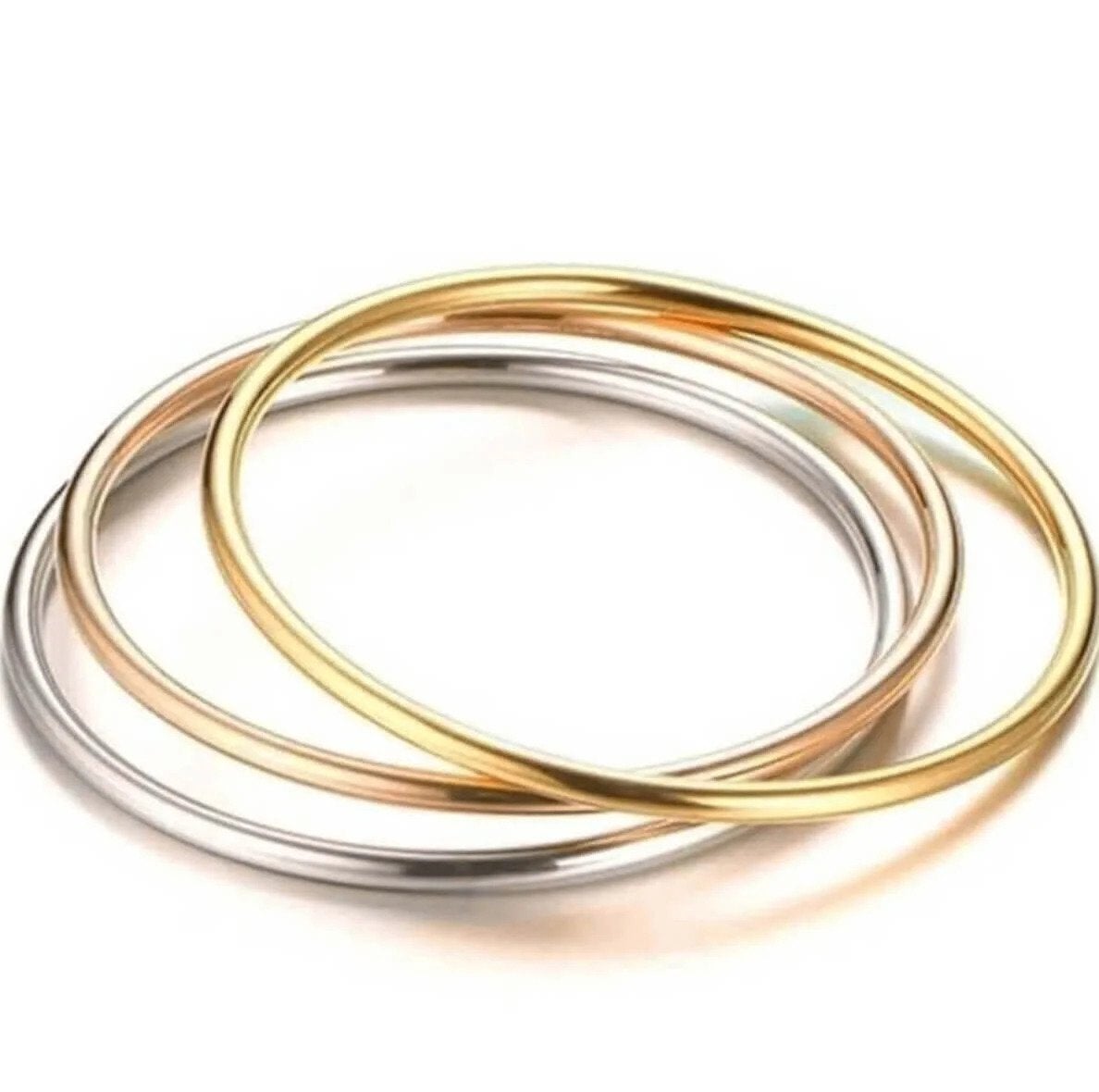9ct solid Gold Round 3 Colour 3 Bangle Set for Women NEWBURY S