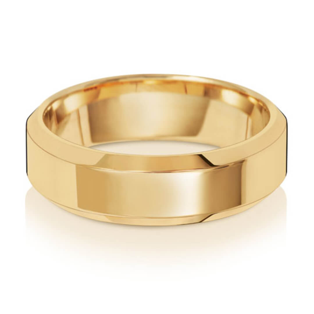Mens white gold hot sale beveled wedding band