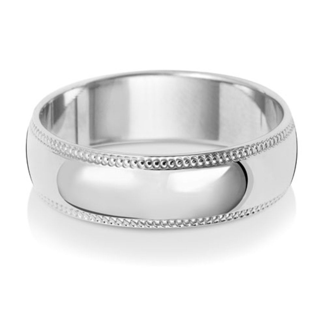Men s 9ct White Gold 6mm D Shape Milgrain Wedding Ring UK NEWBURY S