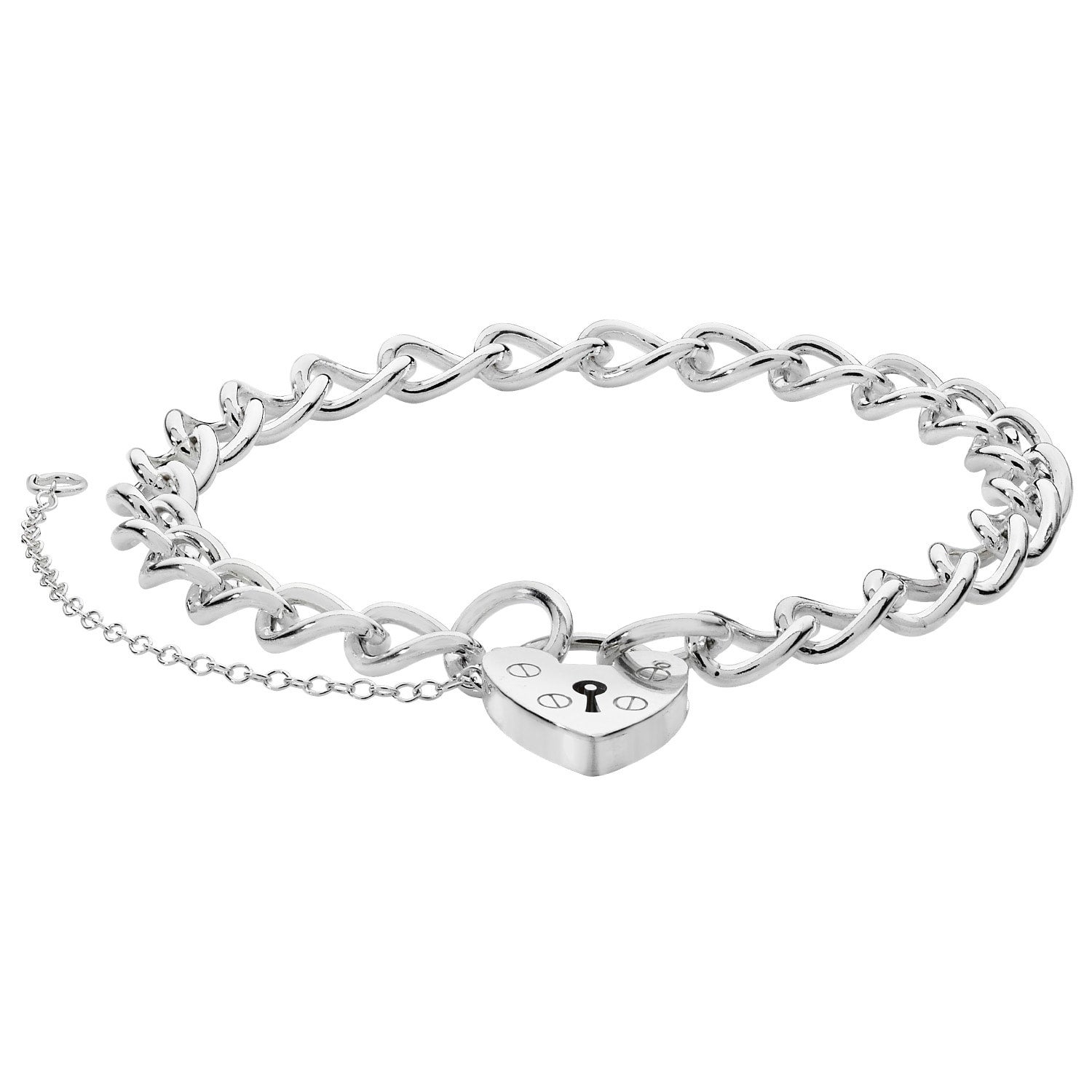 Women s Sterling Silver Heart Padlock Charm Bracelet NEWBURY S