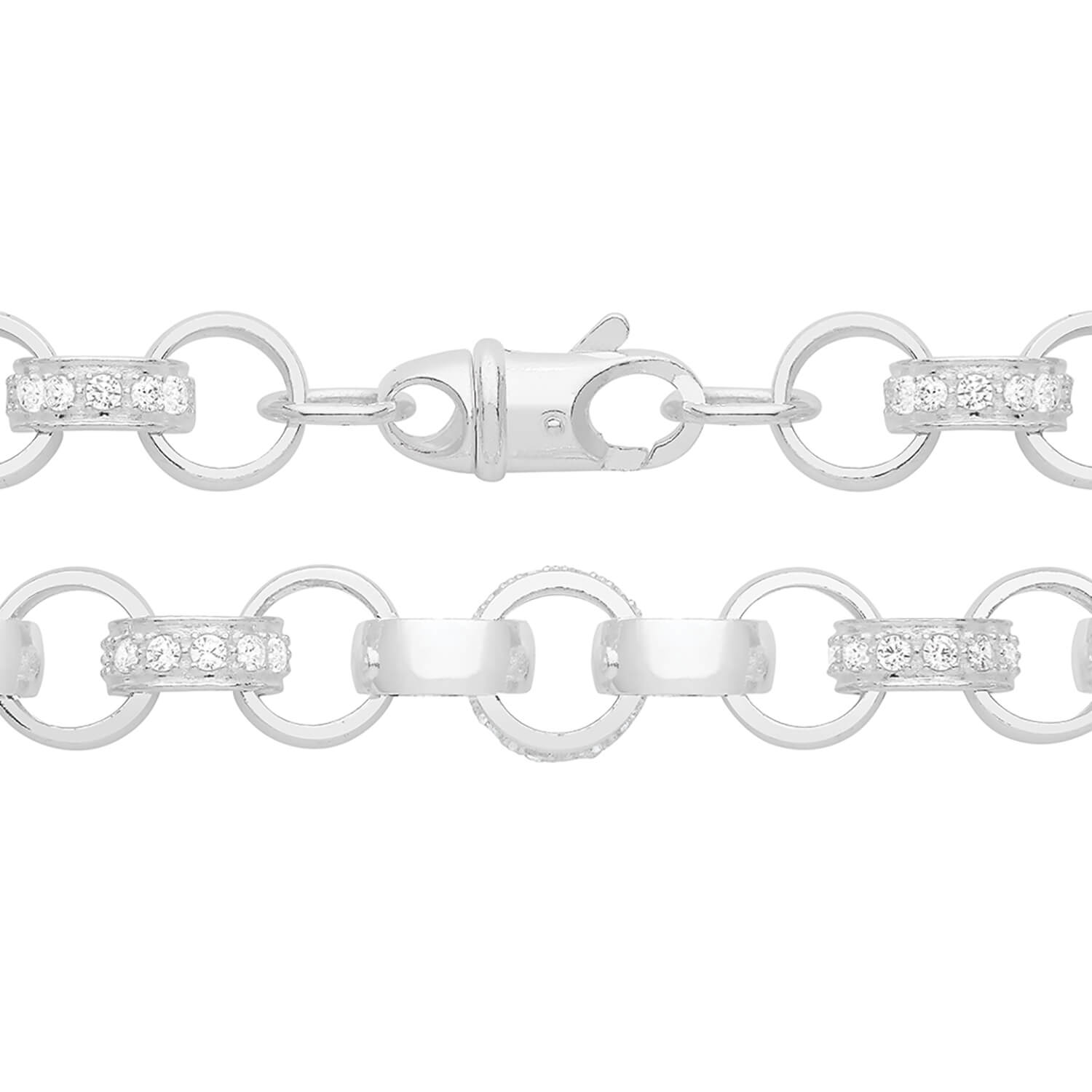 Men s heavy Sterling Silver CZ Round Belcher Chain NEWBURY S