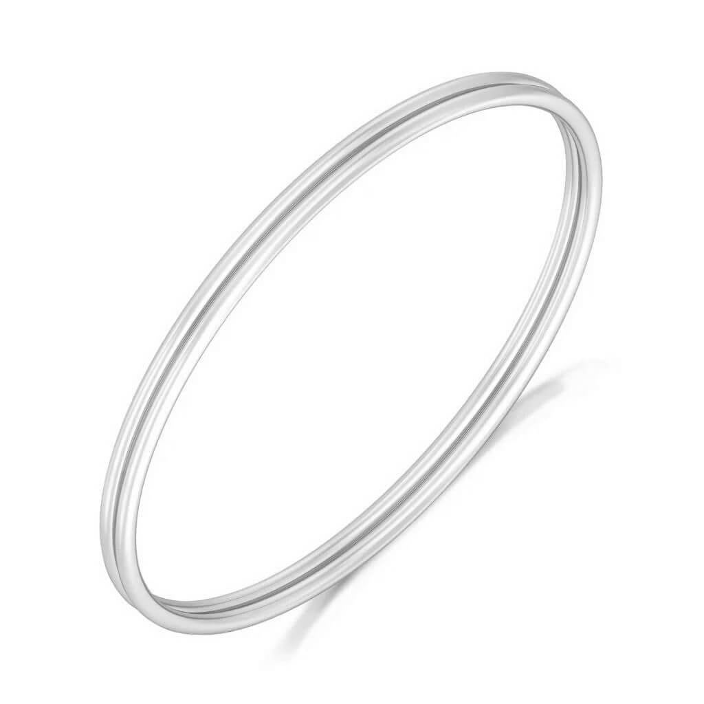Solid 9ct White Gold 2 Round Golf Bangles Set NEWBURY S